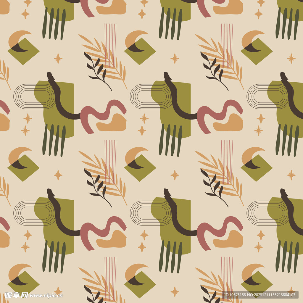 复古风格动物图案背景