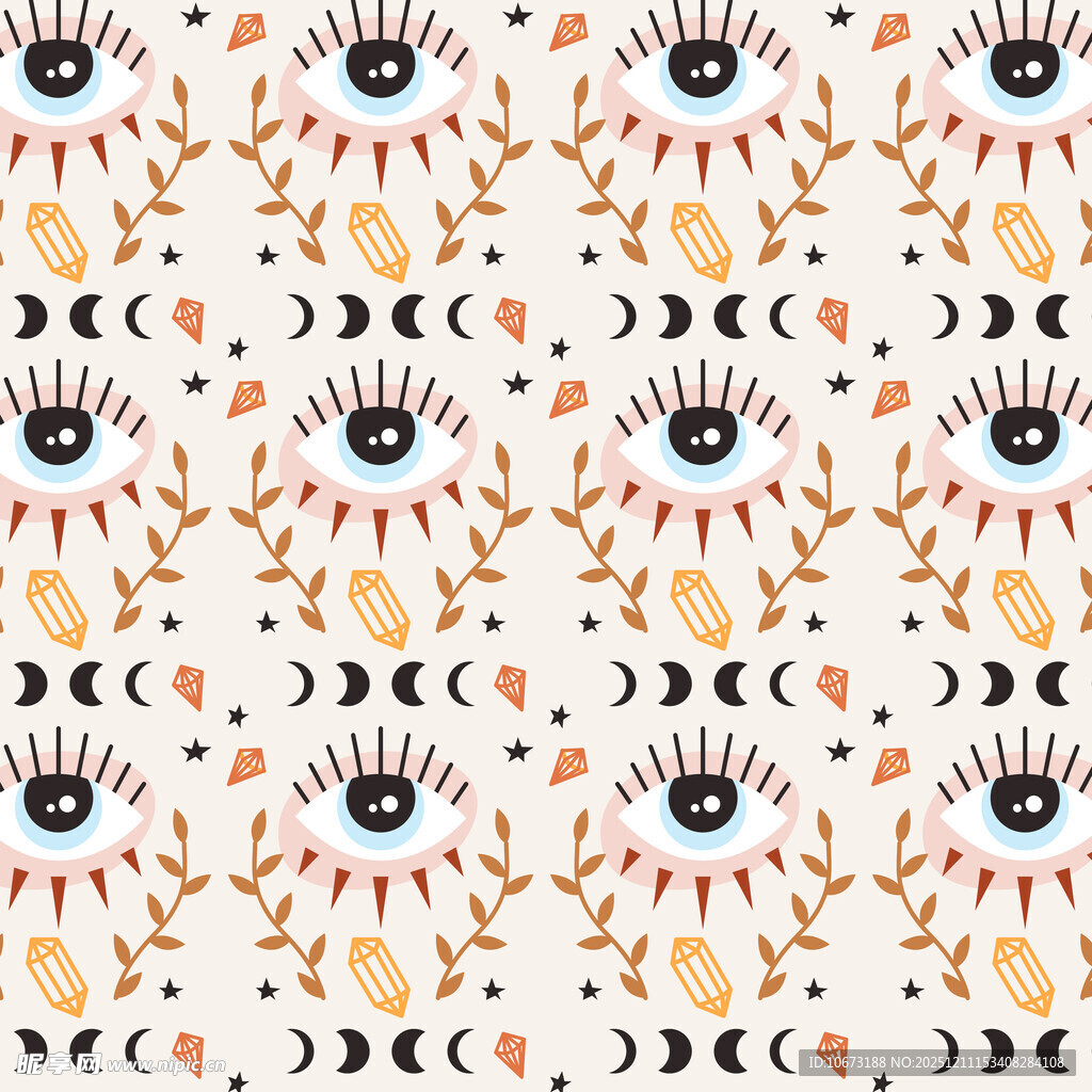 神秘眼睛与月亮图案纹理
