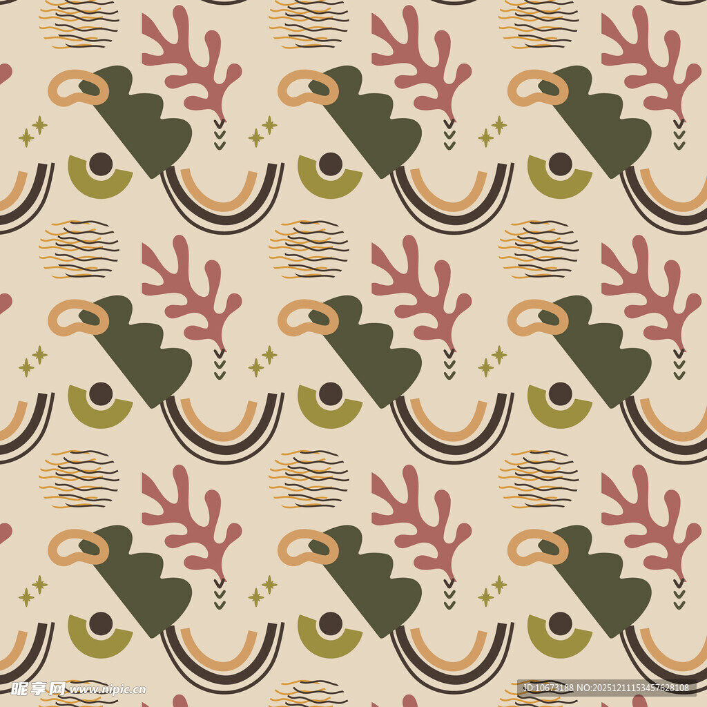 几何风动物植物图案背景