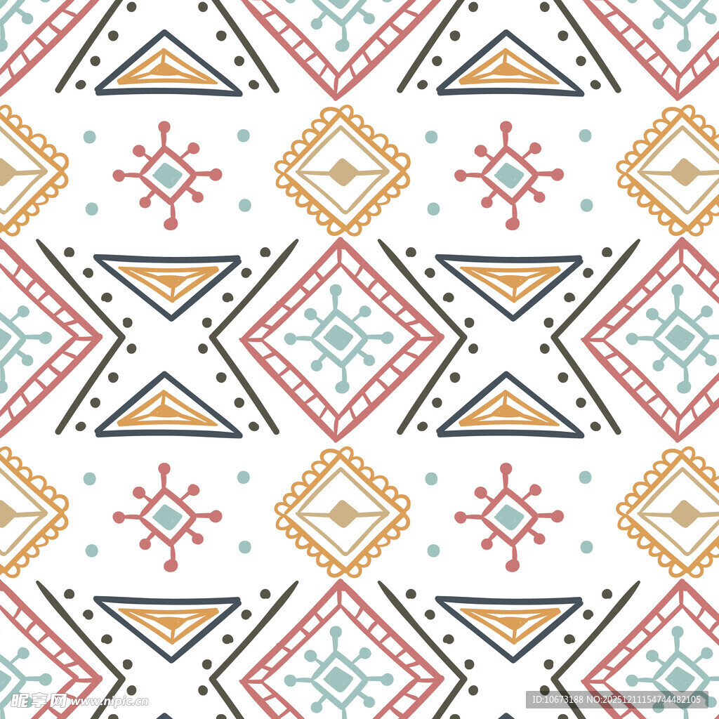 民族风几何图案无缝背景