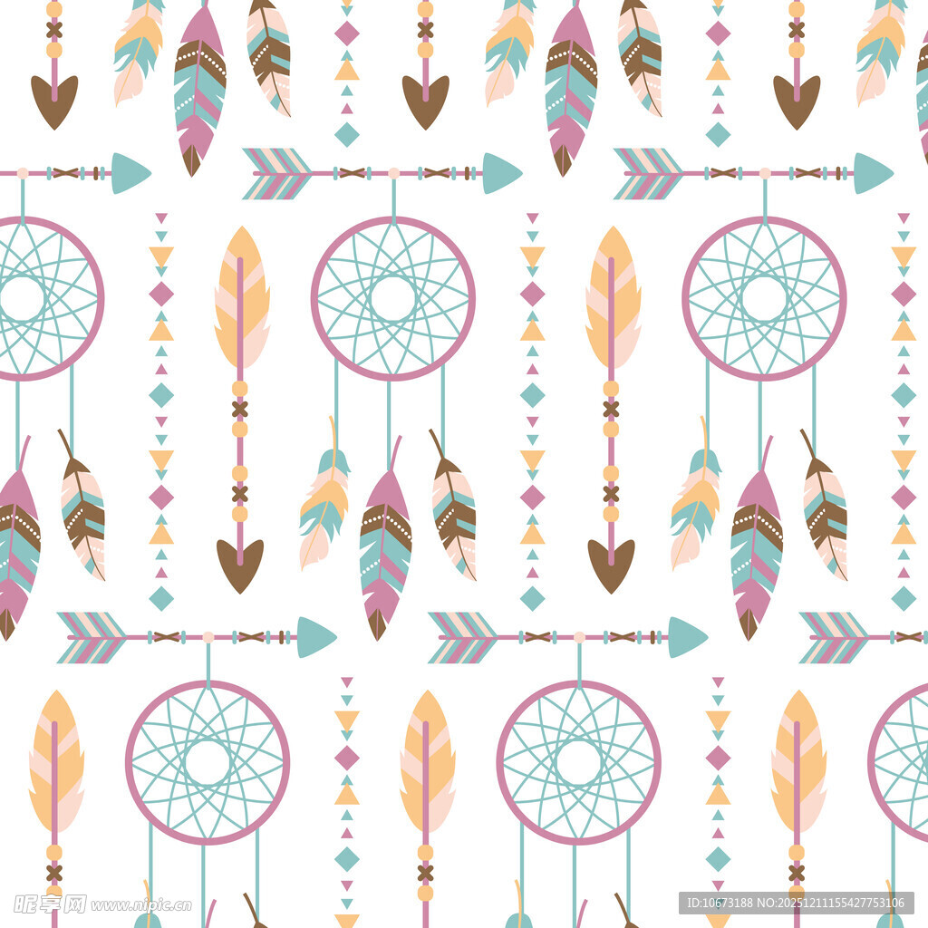 波西米亚风捕梦网图案设计