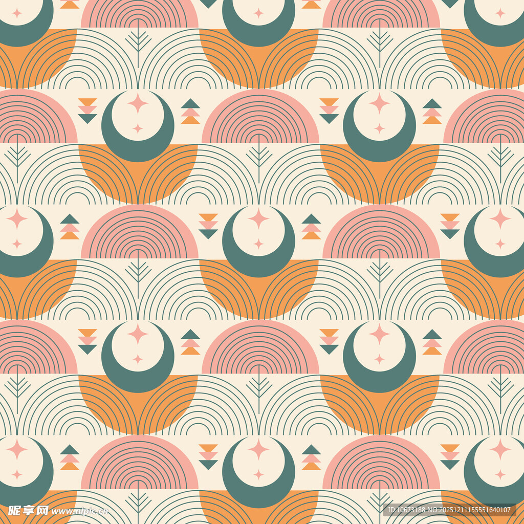 几何圆形图案无缝背景图