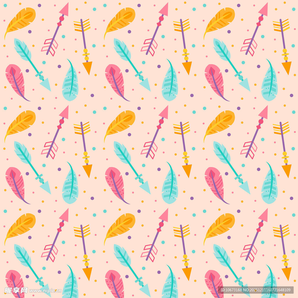 多彩羽毛箭头图案背景