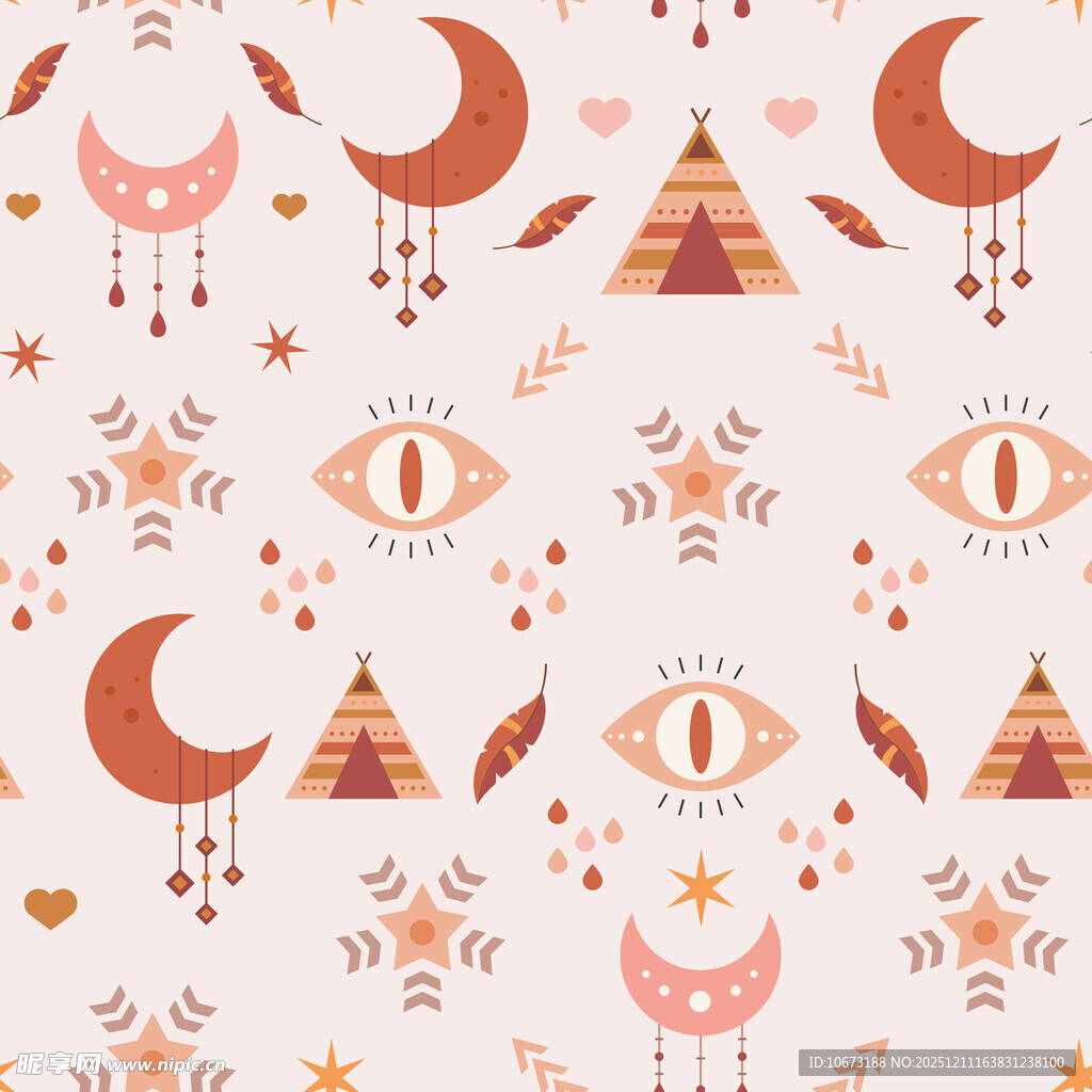 波西米亚风几何动物图案