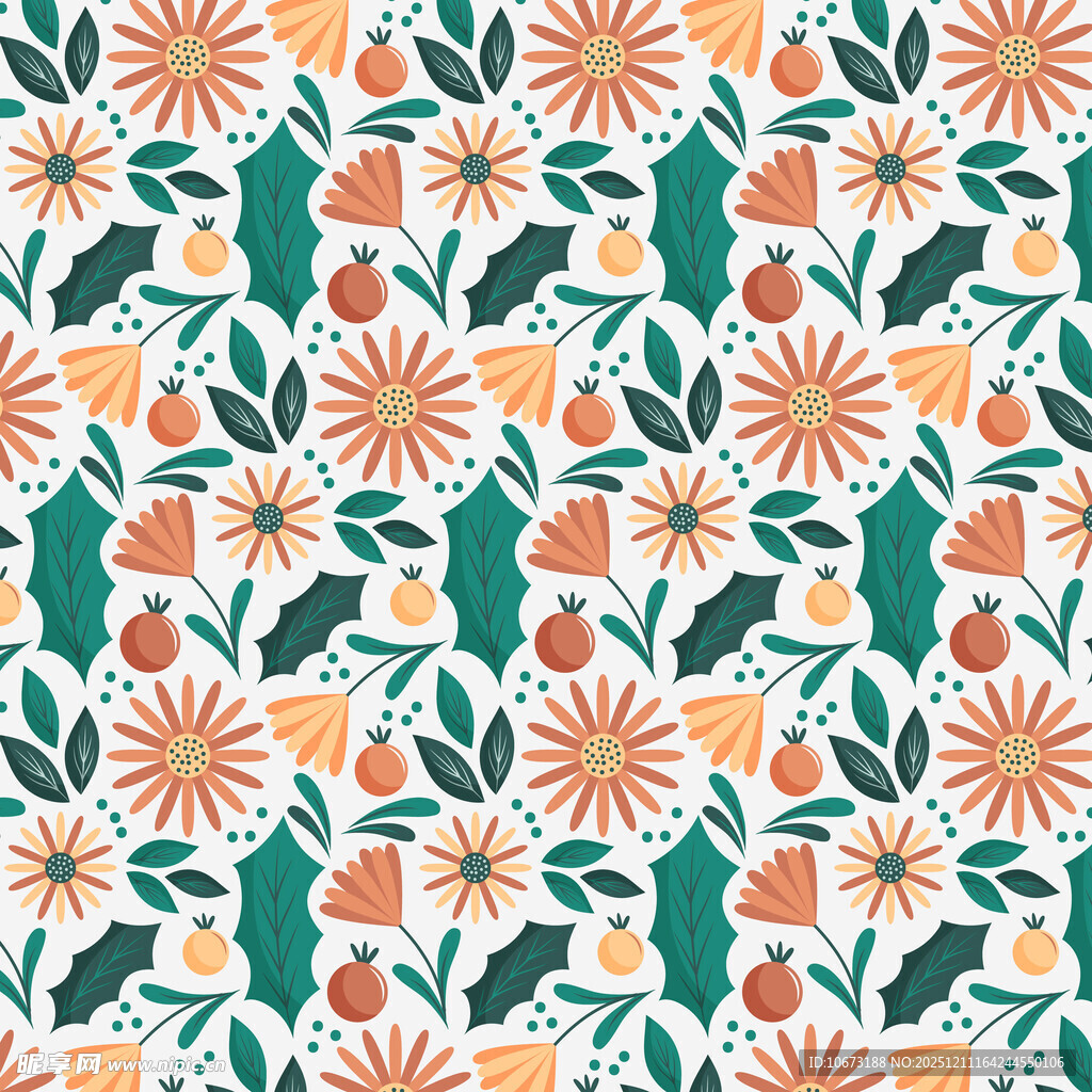 多彩花卉植物图案设计