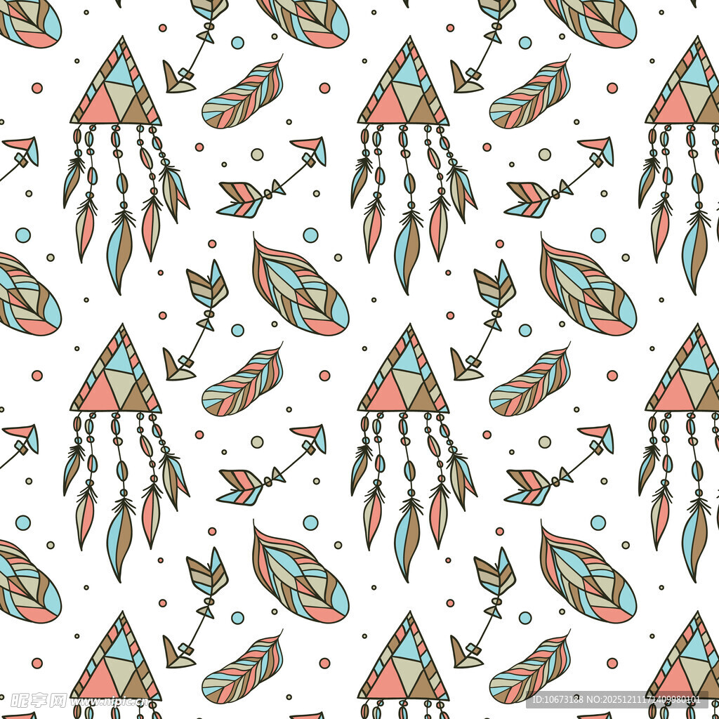 波西米亚风捕梦网图案设计