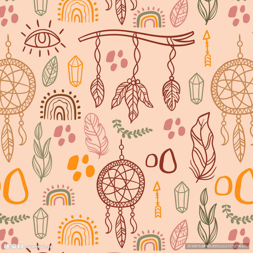 波西米亚风梦幻捕手图案