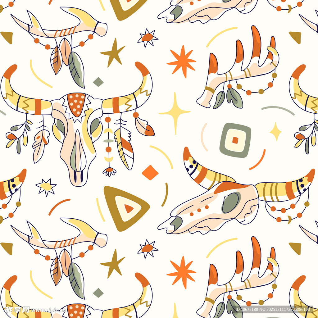 民族风几何动物图案背景