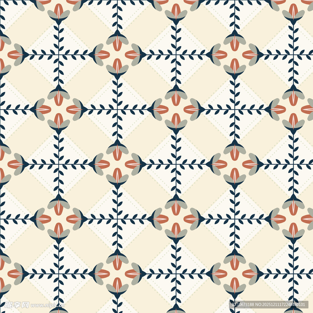 几何花卉图案无缝背景图