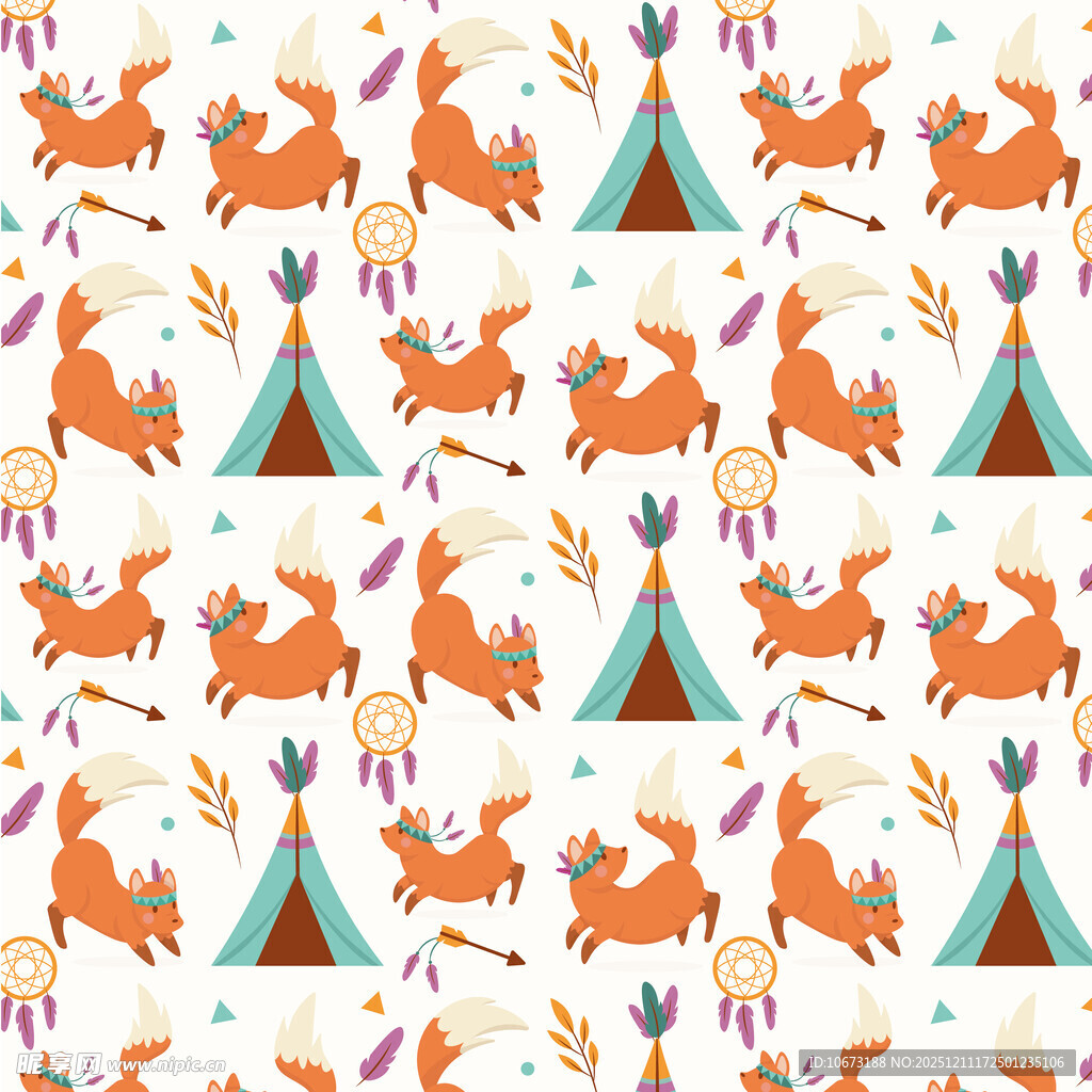 动物帐篷图案的可爱背景