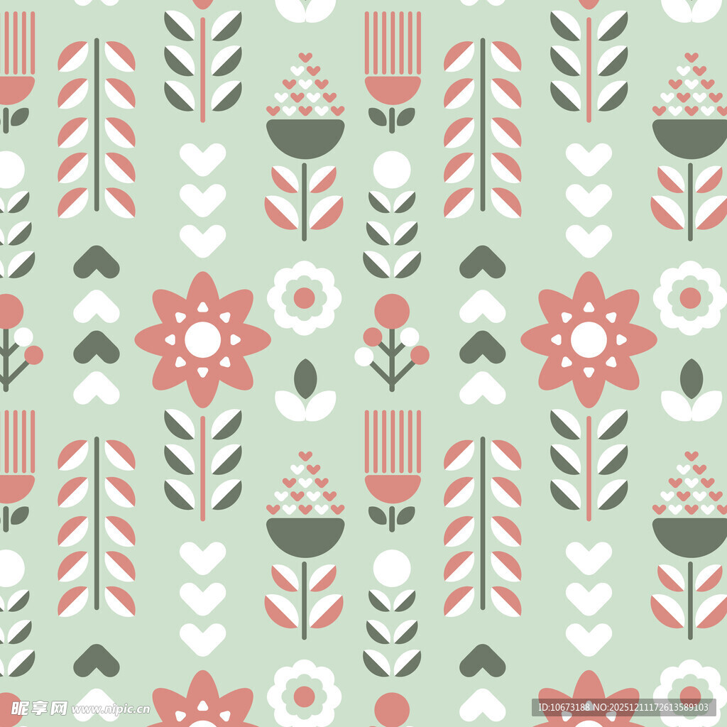 清新花卉几何图案背景