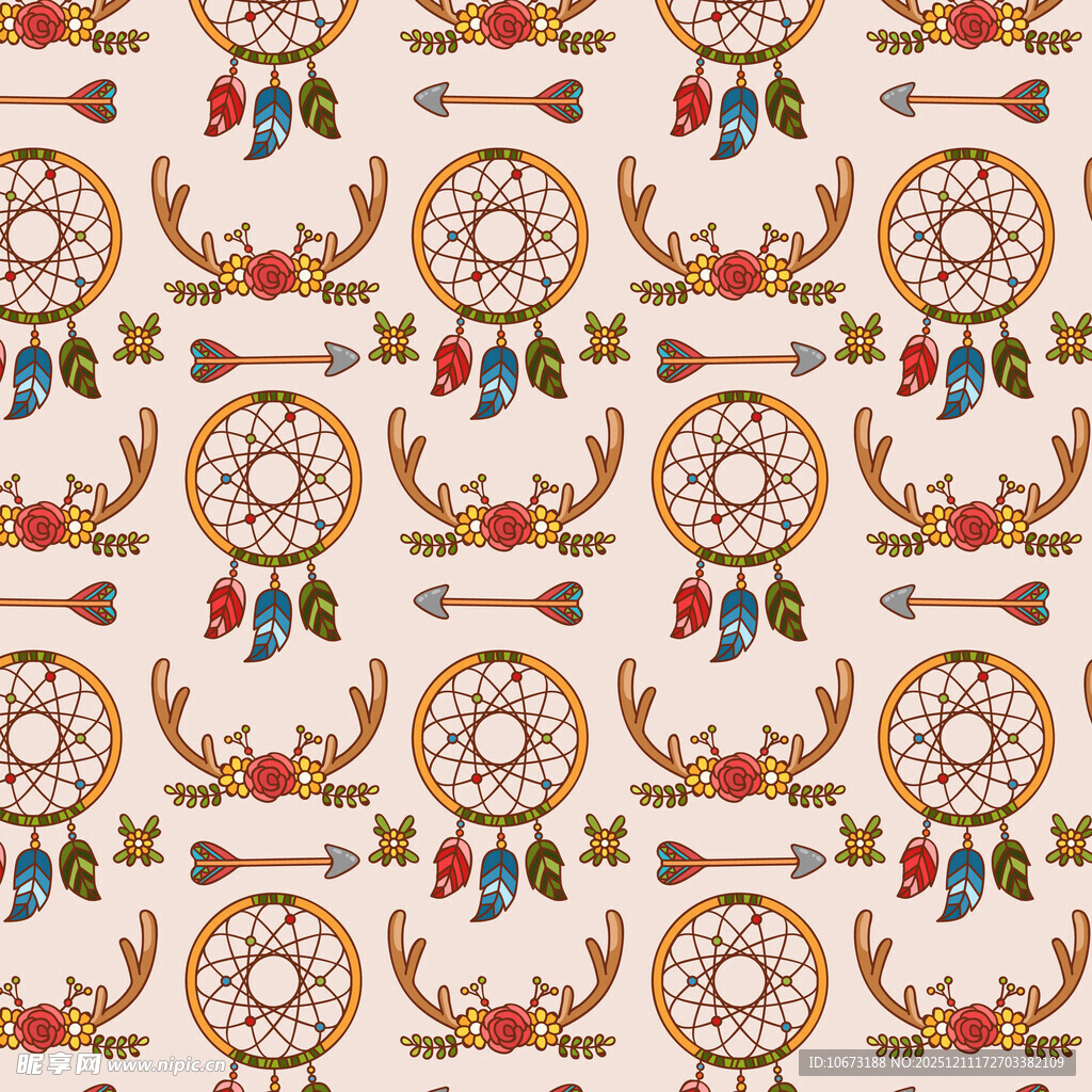 波西米亚风捕梦网图案设计