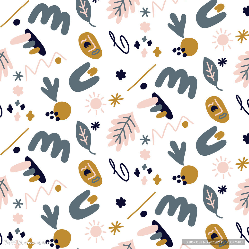 可爱卡通字母花卉图案背景