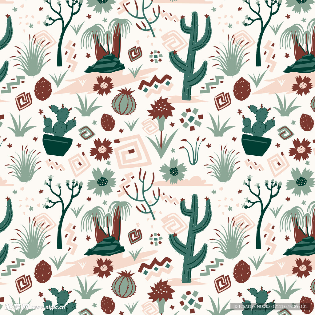 仙人掌花卉图案背景图