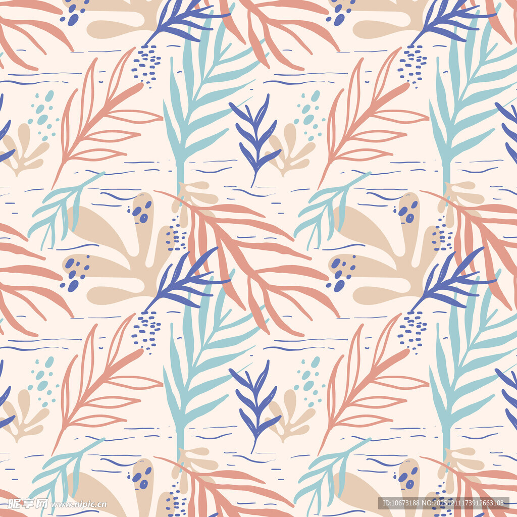 清新植物图案纹理背景