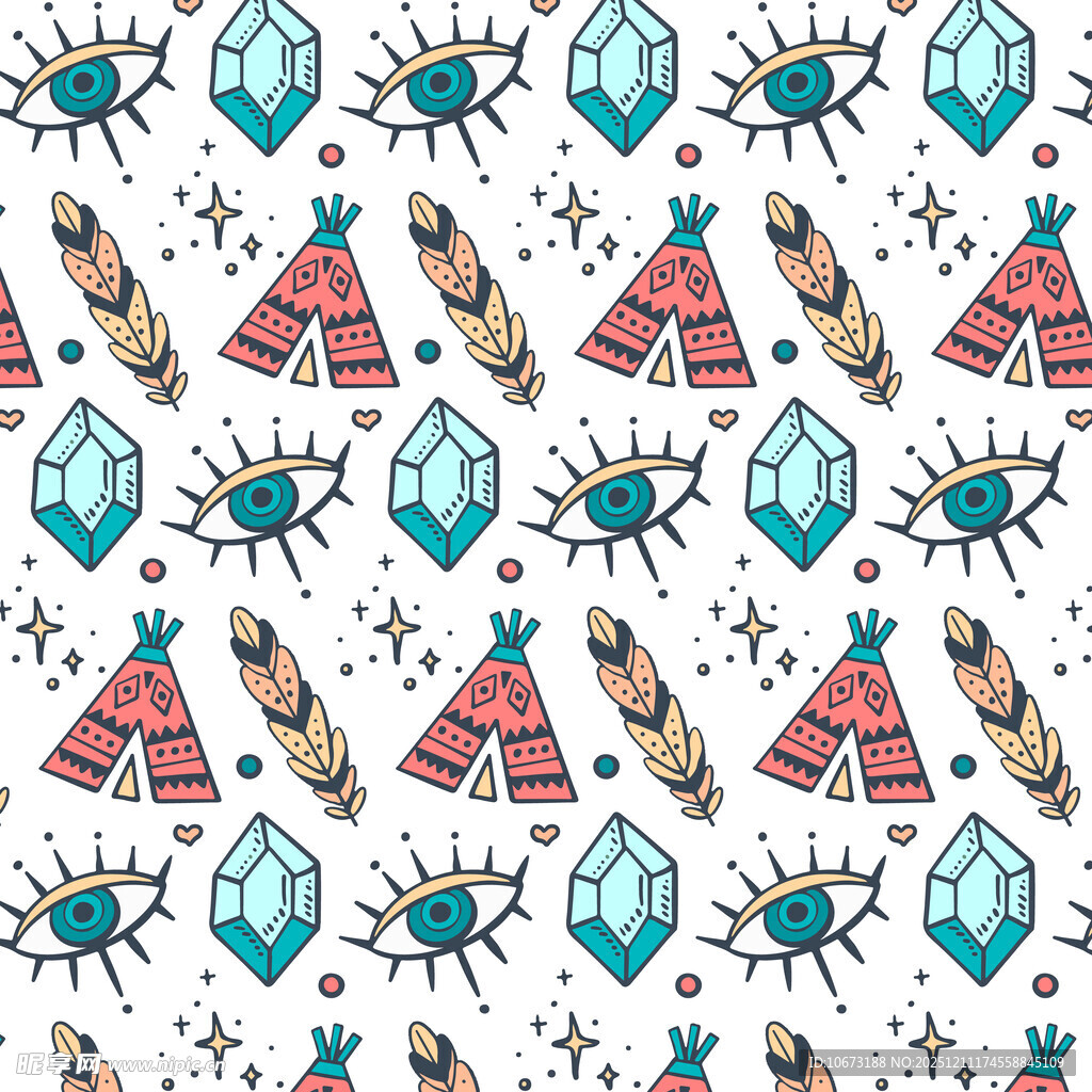 波西米亚风昆虫帐篷图案