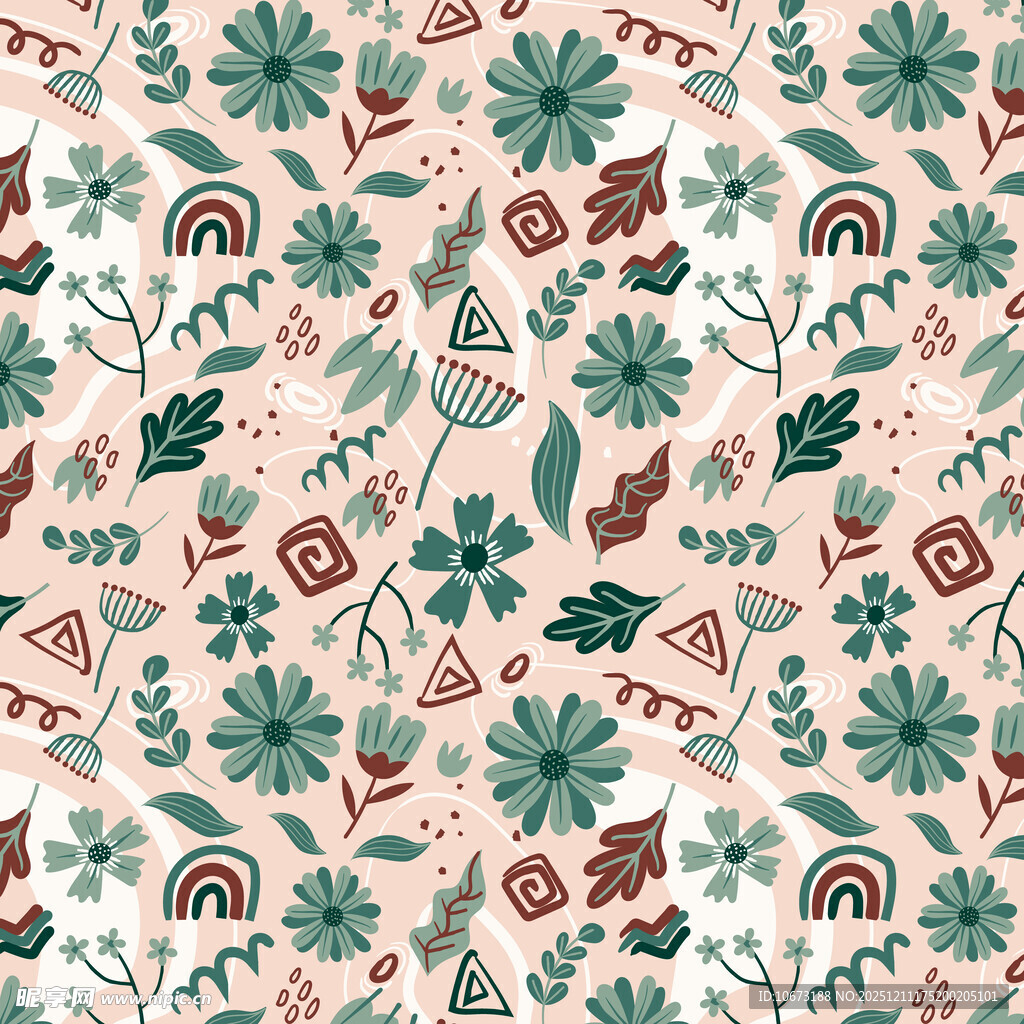 清新植物花卉图案背景