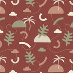 棕底热带植物无缝图案