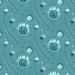 蓝绿色植物图案纹理背景