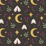 梦幻星月飞蛾花卉图案