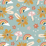彩虹花卉童趣图案背景