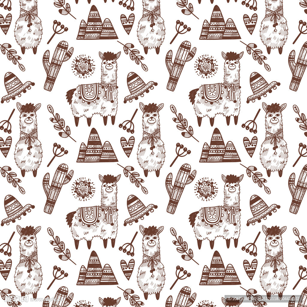 动物几何图案无缝背景图