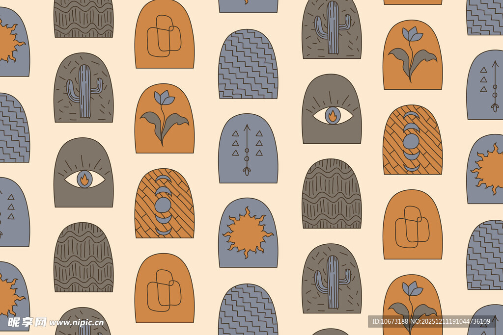 几何图案的复古风格背包图案