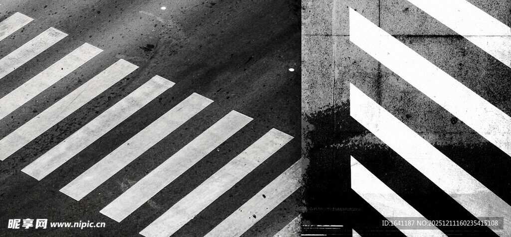 黑白条纹墙面视觉效果