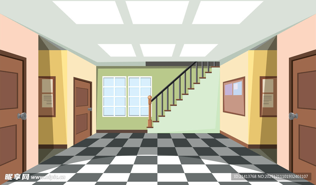 简约风格室内走廊场景