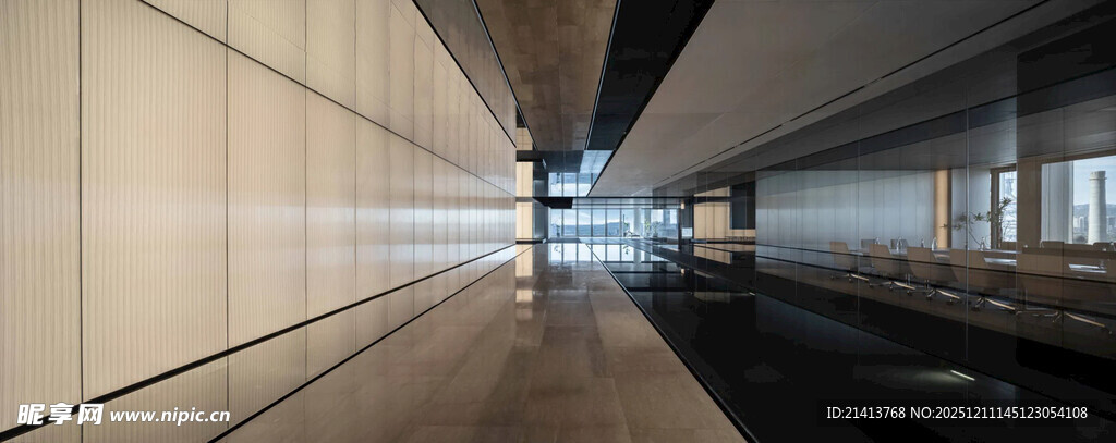 现代空旷走廊空间景象