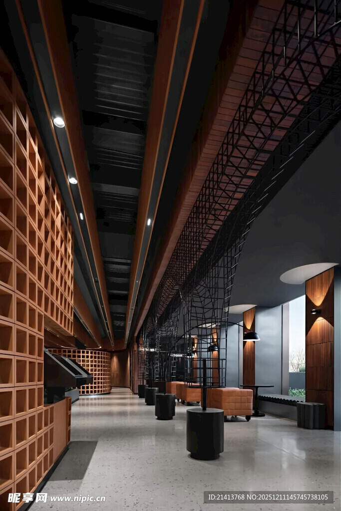 现代时尚的室内书架空间