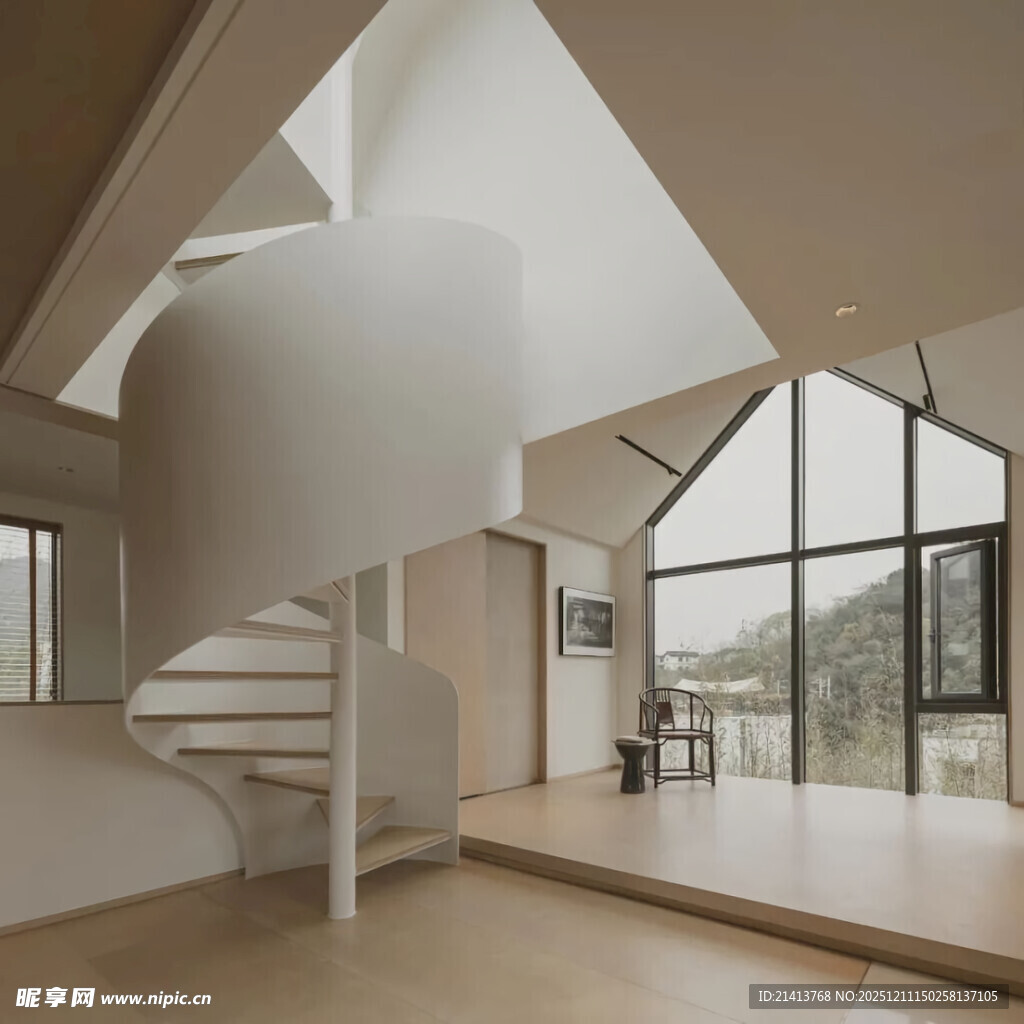 现代简约风室内旋转楼梯