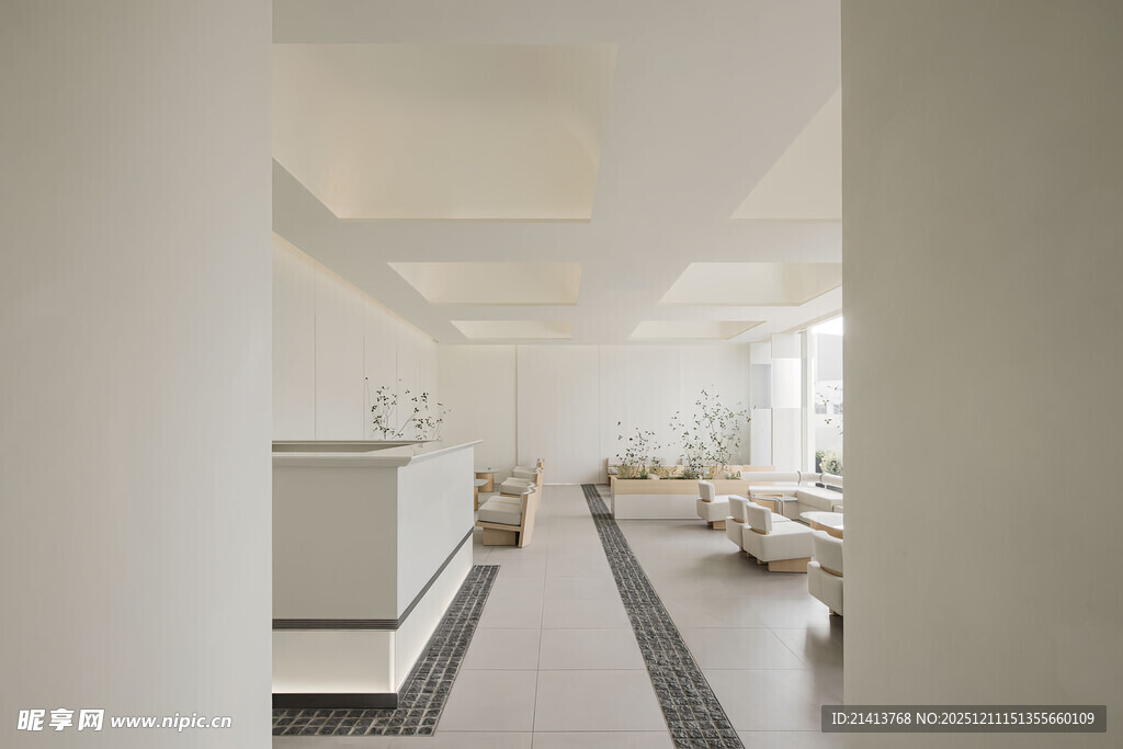 简约明亮的室内走廊空间