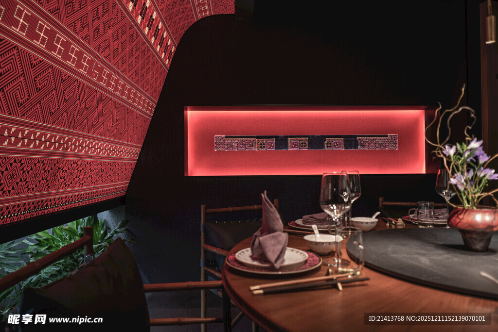 中式雅致茶室场景一角