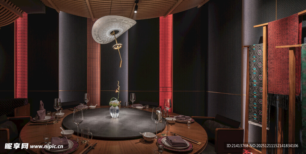 中式复古风火锅餐厅场景