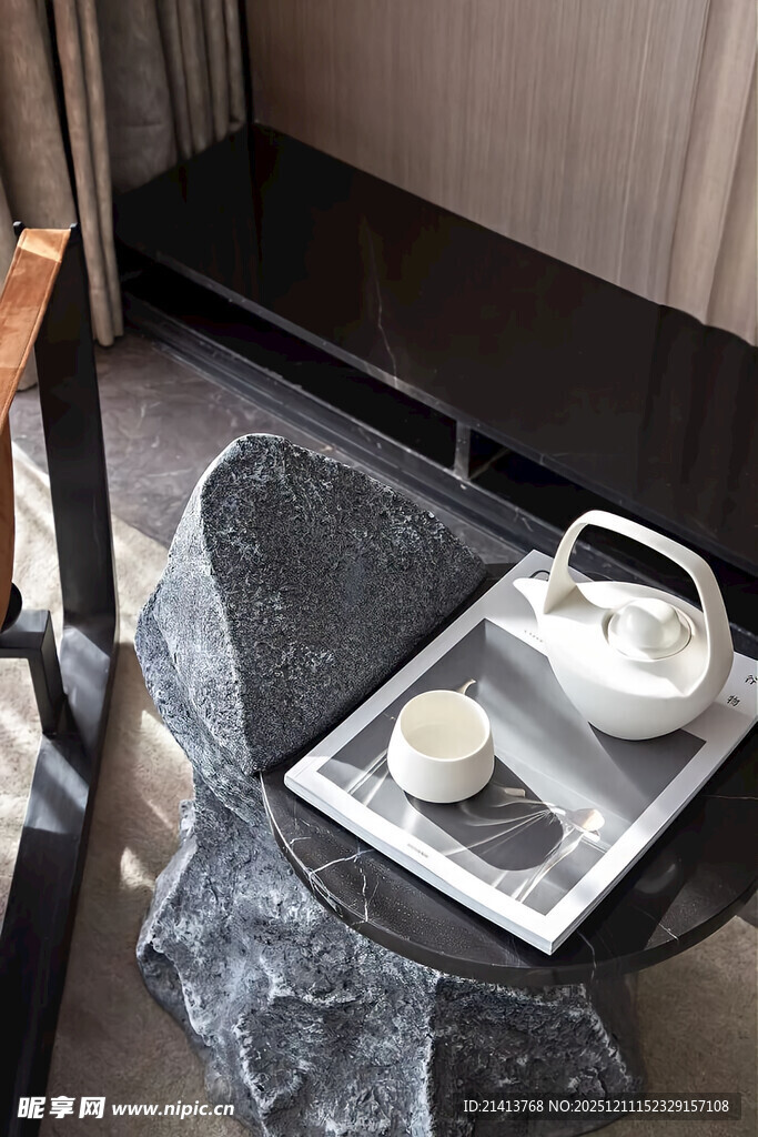 中式茶室茶具场景展示