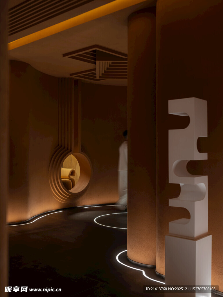 现代中式风格室内灯光场景