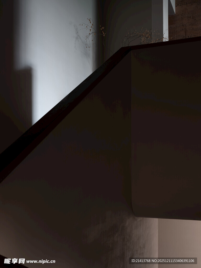 昏暗楼梯角落光影特写