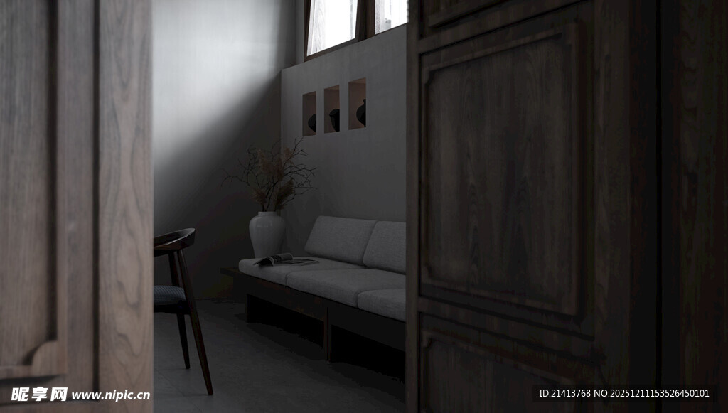 复古风格室内角落场景