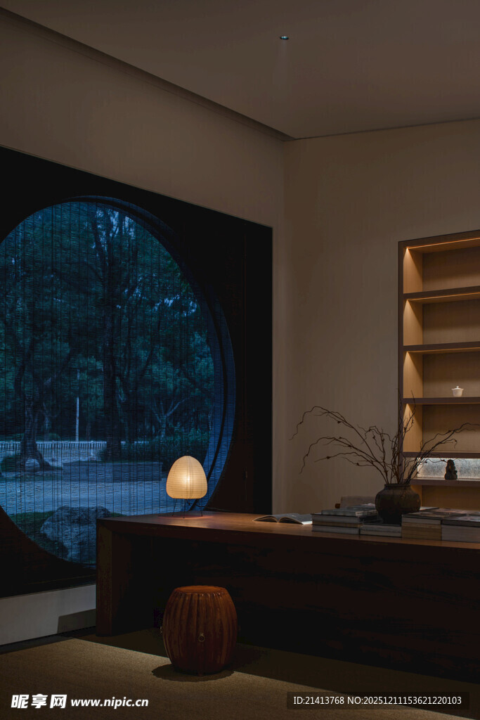静谧中式风书房夜景