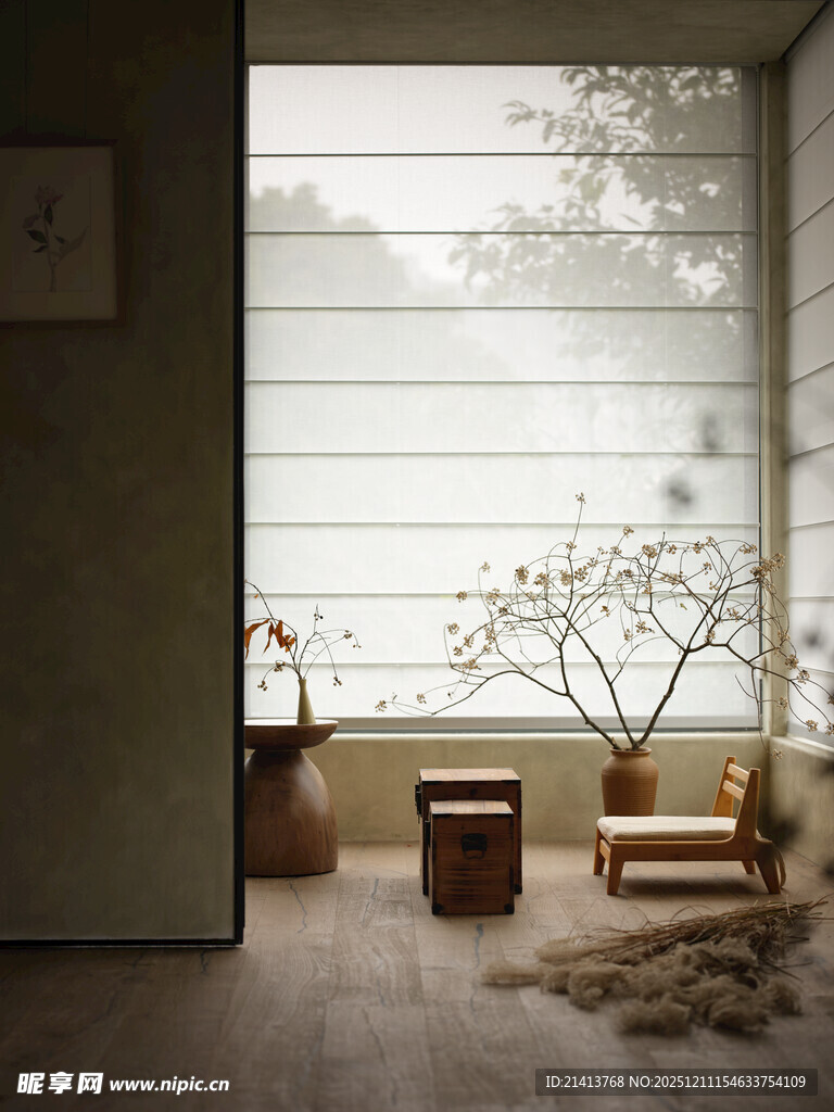 日式简约风室内静谧角落