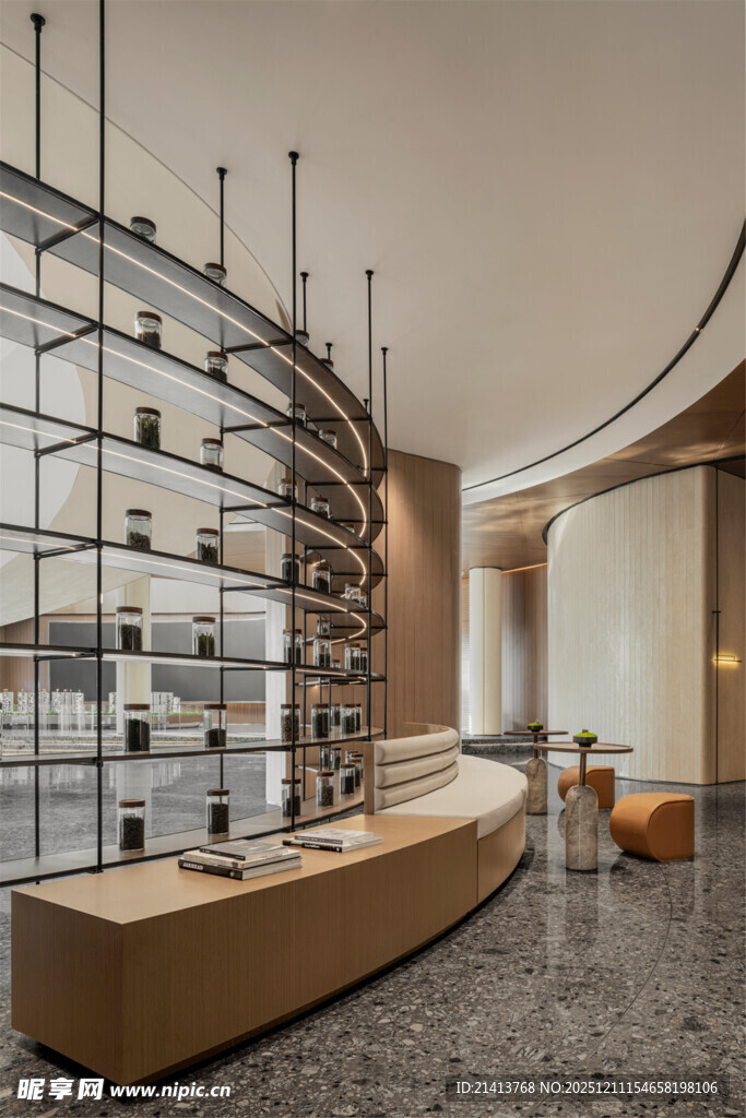 现代弧形酒架室内空间设计