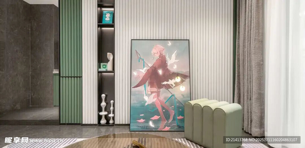 现代客厅中的艺术挂画