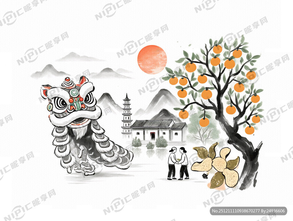 生成一个新会陈皮风景插画 