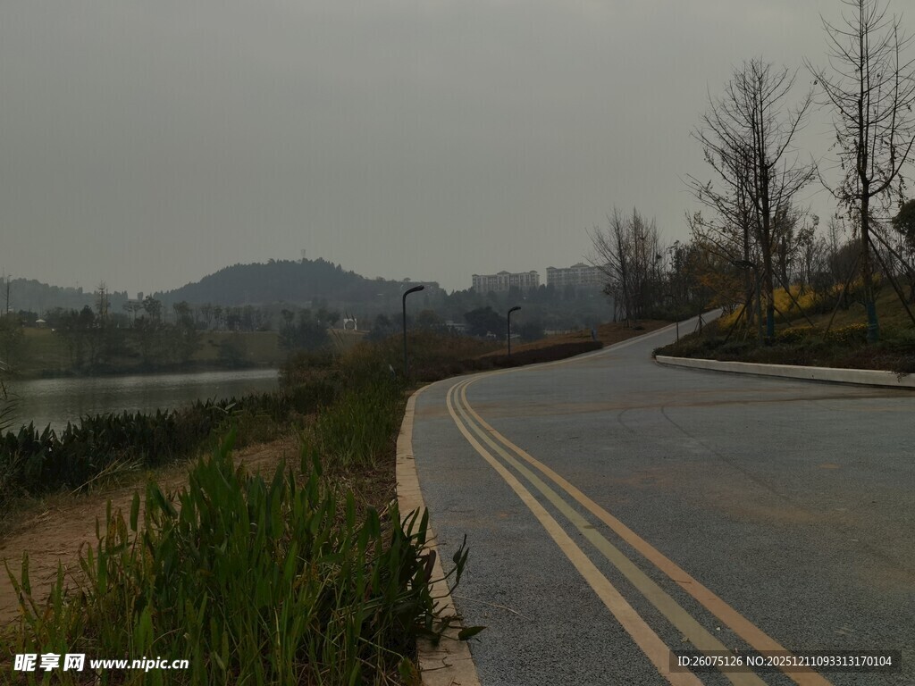 蜿蜒公路旁的自然景致