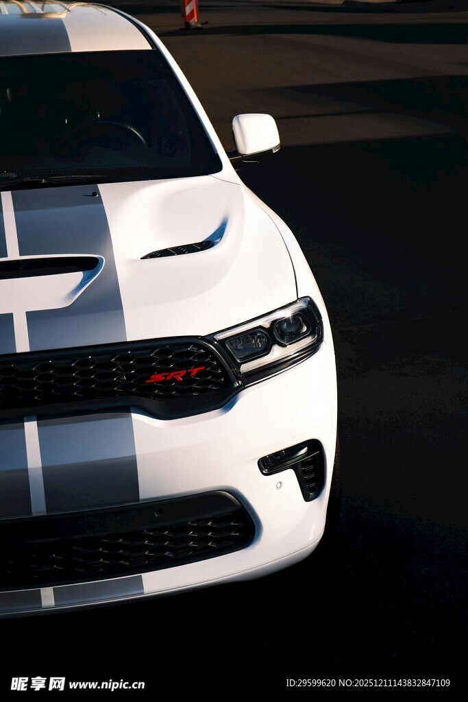 白色条纹酷炫跑车前脸