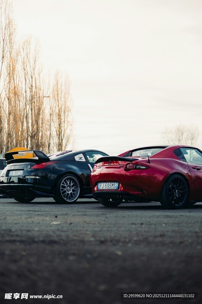 多辆跑车整齐停放