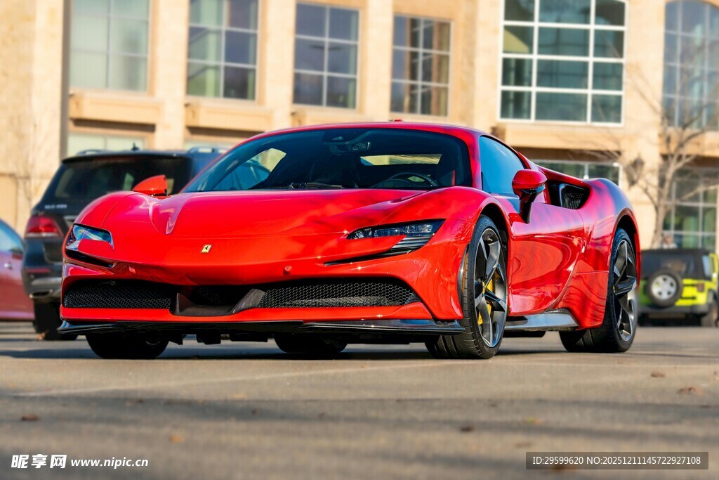 红色炫酷跑车外观展示