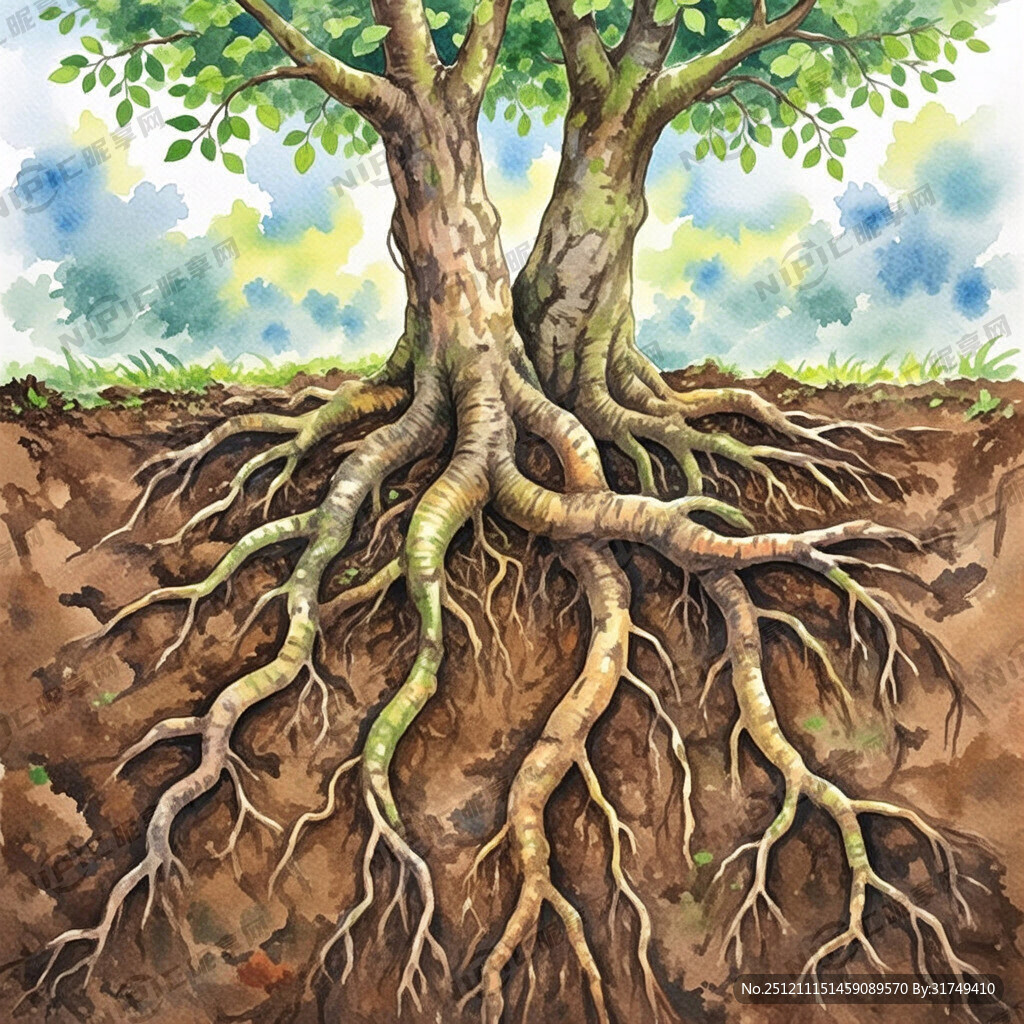 生长之源-根脉共生。画面主体为