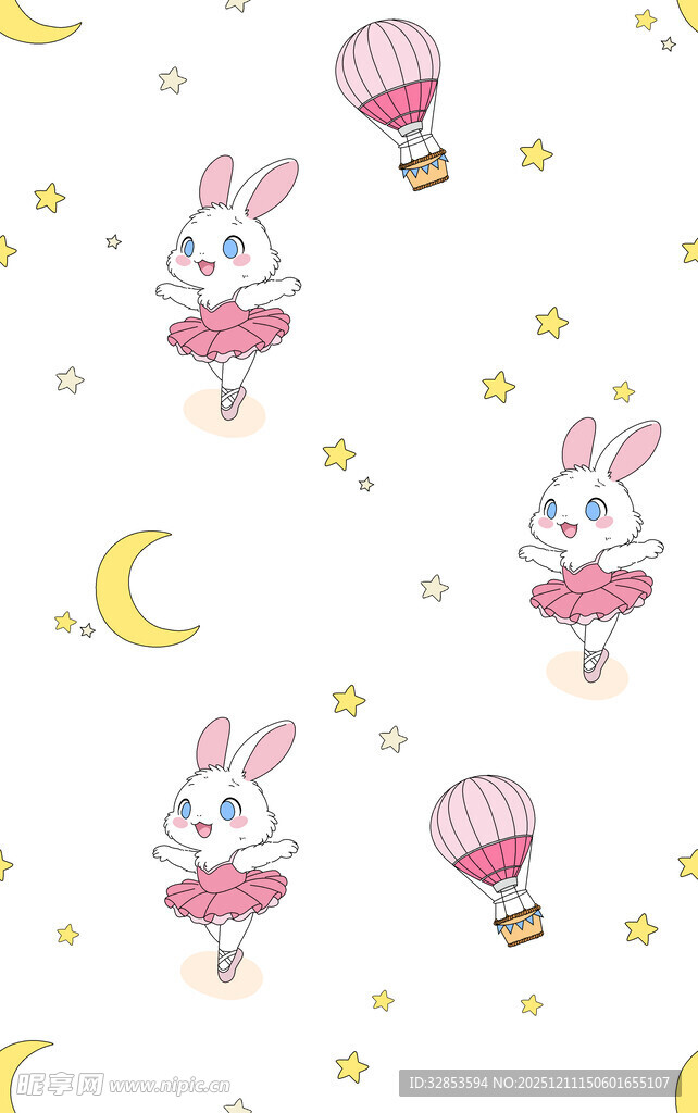 可爱兔子梦幻图案